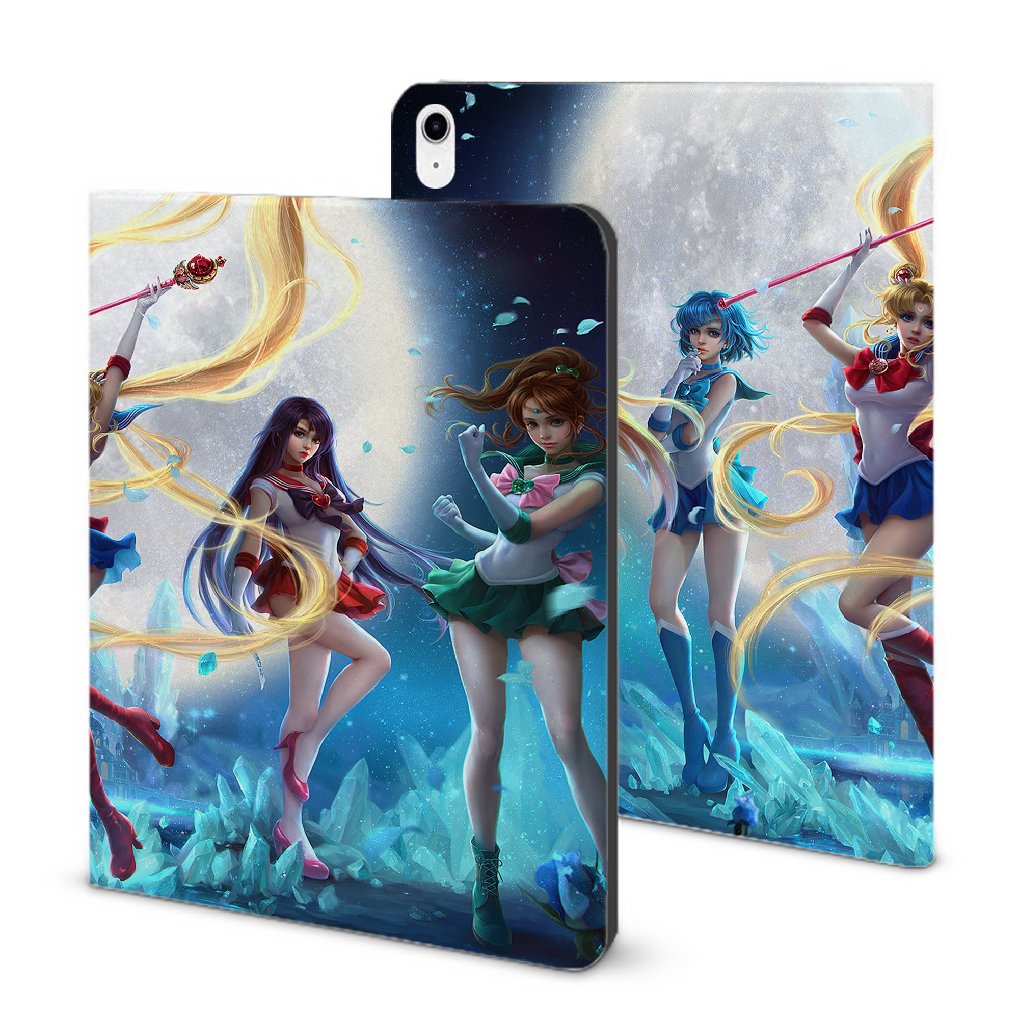 （画像用） 美少女戦士セーラームーン Sailor Moon IPad ケース ブック型 PUレザー TPU 耐衝撃 軽量 薄型 ペン収納なし 全面保護 IPad 各モデル対応